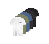 JACK & JONES Jjjacula tee SS Crew Neck 5pk MP Camiseta, Blazer Azul Marino/Paquete: pacificcoast+Negro+Blanco + Verde Oliva, M Hombres