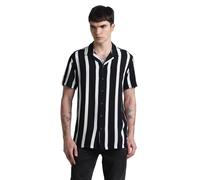 JACK & JONES Jjjeff Resort Stripe Shirt SS Relaxed Camisa, Negro, L