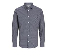 JACK & JONES Jjmatheo Print Detail Shirt LS Camisa Casual, Azul Marino, M para Hombre
