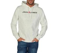 JACK & JONES JJMORTY Sudadera con Capucha para Hombre con Estampado Regular Fit Sudadera con Capucha Sudadera Verde Amarillo Gris Rojo S M L XL XXL 3XL, White Melange (12303641), XL