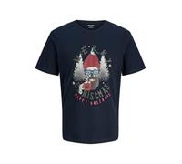 JACK & JONES Jjnoel Camiseta de Manga Corta para Navidad, Talla Grande, Sky Captain, 5XL