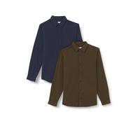 JACK & JONES Jjplain Fall Solid Shirt LS 2MP Camisa, Forest Night/Pack: Forest Night + Navy Blazer, L para Hombre