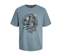 JACK & JONES Jjskull Rock tee SS Crew Neck Camiseta, Azul Goblin/Print: Big, L Hombres