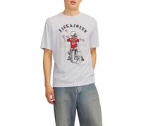 JACK & JONES Jjskull Rock tee SS Crew Neck Camiseta, Blanco/Estampado: Grande, S para Hombre