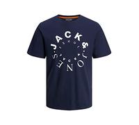 Jack & Jones JJWARRIOR - Camiseta de Cuello Redondo para Hombre, Corte Regular, Tallas S, M, L, XL, XXL, Navy Blazer Big, S