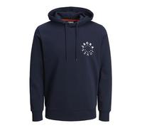 JACK & JONES Jjwarrior Sweat Hood Sudadera con Capucha, Blazer Azul Marino/Impresión: Pequeño, M para Hombre