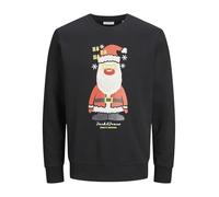 JACK & JONES Jjxmas Jolly Sweat Crew Neck Sudadera, Negro, S para Hombre