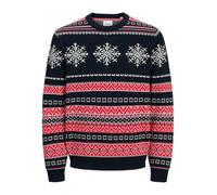 JACK & JONES Jjxmas Noel Knit Crew Neck, Sky Captain, M