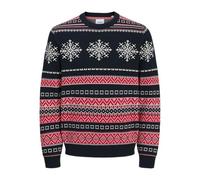 JACK & JONES Jjxmas Noel Knit Crew Neck, Sky Captain, S