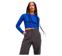 JACK & JONES JJXX Jxfeline LS Rib Camiseta de Manga Corta Top, Blue Iolite, XS para Mujer