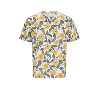JACK & JONES Joralmeria AOP tee SS Crew Neck, Crema de Mantequilla, L Hombres