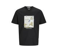 JACK & JONES Joralmeria Front tee SS Crew Neck Pls, Negro, 5XL