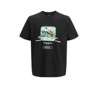 JACK & JONES Joralmeria Stamp tee SS Crew Neck, Negro, XL
