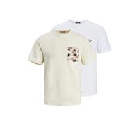 JACK & JONES Joraruba Convo Pocket tee SS Mix 2pk MP Camiseta, Buttercream/Pack: w. Bright White, L para Hombre
