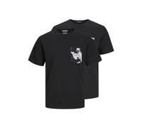 JACK & JONES Joraruba Convo Pocket tee SS Mix 2pk MP Camiseta, Negro/Pack: w. Black, L Hombres