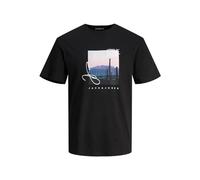 JACK & JONES JORARUBA Photo tee SS Crew, Negro, M