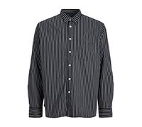 Jack & Jones Jorbill Oversized Shirt LS Cbo Camisa, Negro/Rayas:, L Hombres