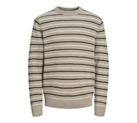 JACK & JONES Jorbronx Stripe Knit Crew Neck Jersey de Punto, Humus/Tiras: Sal Marina, XL para Hombre