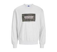 JACK & JONES Jorbushwick Box Sweat Crew Neck Sudadera, Blanco Brillante. Detalles: Mezcla, S para Hombre