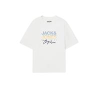 JACK & JONES Jorcanggu Camiseta SS Crew Neck FST para Hombre, Blanco Brillante, M
