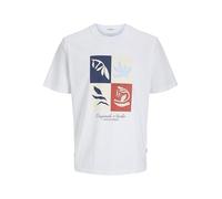 JACK & JONES Jorcanggu Front Branding tee SS Cn, Blanco Brillante, L