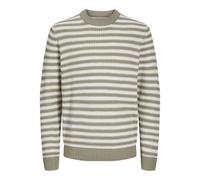 JACK & JONES Joreaton Knit Crew Neck BF Jersey de Punto, Silver Sage/Stripes:Sea Salt, XL para Hombre