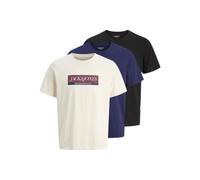 JACK & JONES Jorinwood Block Branding tee SS Cn3Pk MP, Blanco Envejecido, XS (Pack de 3) Hombres