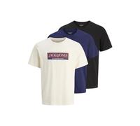 JACK & JONES Jorinwood Block Branding tee SS Cn3Pk MP, Ocean Cavern, XXL (Pack de 3) Hombres