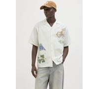 JACK & JONES Shirt Camiseta Jorluke Retiro AOP SS Se25, Cloud Dancer, M Hombres