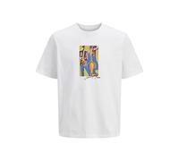 JACK & JONES Jormanchester Cubism Front tee SS Cn, Blanco Brillante, M Hombres