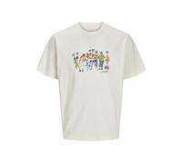 JACK & JONES Jormanchester Sketch tee SS Crew Neck, Blanco Envejecido, M Hombres