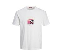 JACK & JONES Jormarbella Front tee SS Crew Neck Camiseta, Blanco Brillante, L para Hombre