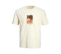 JACK & JONES Jormarbella Front tee SS Crew Neck Camiseta, Crema de Mantequilla, M para Hombre