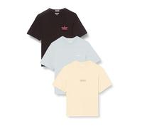JACK & JONES Jormykonos Back tee SS Crew Neck 3pk MP Camiseta, Italian Straw/Pack: w. Graymist+Black, S para Hombre