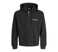 JACK & JONES JORNORREBRO EMB Sudadera con Capucha para Hombre con Cremallera, Corte Relajado, Negro, L