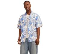 JACK & JONES Jornoto Linen AOP-Camiseta SS Ln Camisa Casual, Azul Brillante, M para Hombre