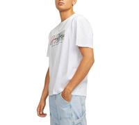 JACK & JONES Jorportland Block Branding SS Crew Neck Camiseta, Blanco Brillante, S para Hombre