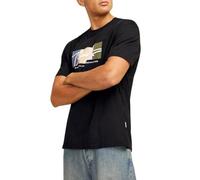 Camiseta recta cuello redondo con logotipo Hombre Talla S. Color Negro