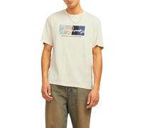 JACK & JONES Jorportland Block Branding SS Crew Neck, Crema de Mantequilla., S