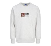 JACK & JONES Jorportland Box Sweat Crew Neck Sudadera, Blanco Brillante. Detalles: Mezcla, S para Hombre
