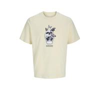 JACK & JONES Jorskull Coast tee SS Crew Neck, Crema Doble, L Hombres