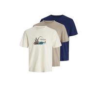JACK & JONES Jorskull Nature tee SS Crew Neck 3Pk MP, Blanco Envejecido, XXL (Pack de 3) Hombres