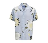 JACK & JONES Jortavira Marshall AOP Shirt SS OC Pls, Skyway, 3XL Hombres