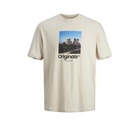 JACK & JONES Jorvesterbro Photo SS - Polo de Cuello Redondo para Hombre, Moonbeam, L