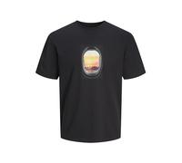 JACK & JONES Jorvesterbro Picture tee SS Crew Neck Sn, Black/Detail:aw24, S