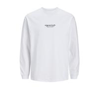 JACK & JONES Jorvesterbro tee LS Cuello Redondo Camiseta de Manga Larga, Blanco Brillante, S para Hombre