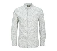 JACK & JONES Jprblablackpool Print L/S Shirt Sn, Blanco, S Hombres