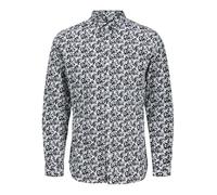 JACK & JONES Jprblablackpool Stretch AOP LS Shirt Sn, Azul Oscuro, S Hombres