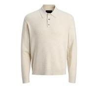 JACK & JONES Jprblaedgar Knit Polo LS, Forro Plateado, XS Hombres