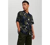 JACK & JONES Jprblatropic Resort Shirt S/S Relax Sn Camisa, Navy/Print:ss23, Medium Hombres
